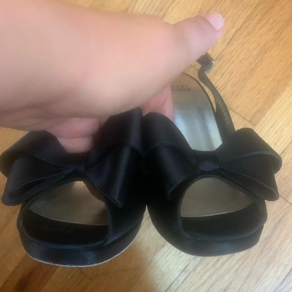 Stuart Weitzman peep toe bow heels size 6.5 vguc - Picture 3 of 8